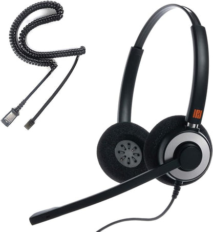 IPD IPH-165 Phone Headset with Noise Cancelling Microhone for Office and Call Center- Comapatible with Polycom VVX,Aastra,Avaya Digital, Nortel, Samsung,Mitel landline Phones