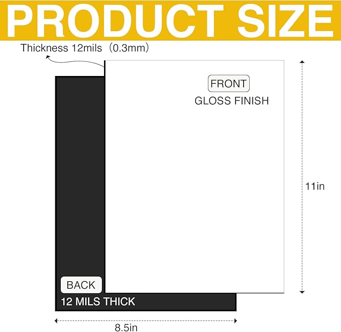 Printable Magnetic Paper,Non Adhesive,12 mils Thick Magnet Glossy Sheets for Inkjet Printer in Office,5 Sheets Flexible Magnetic Printer Photo For DIY