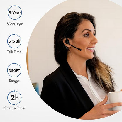 Leitner LH280 2-in-1 Wireless DECT Headset with Mic – Computer and Telephone Compatible – NOT Bluetooth – 5 Year Warranty