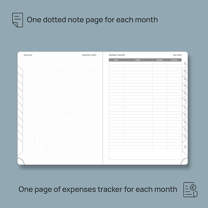POPRUN Monthly Planner 2025-2026 (Medium- 6.5'' x 8.5'' Soft Cover), 18-Month Calendar Book (January 2025-June 2026), Calendar Planner with Monthly Tabs & Pocket, 100 GSM Paper - Night Sky Blue