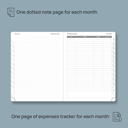 POPRUN Monthly Planner 2025-2026 (Medium- 6.5'' x 8.5'' Soft Cover), 18-Month Calendar Book (January 2025-June 2026), Calendar Planner with Monthly Tabs & Pocket, 100 GSM Paper - Night Sky Blue