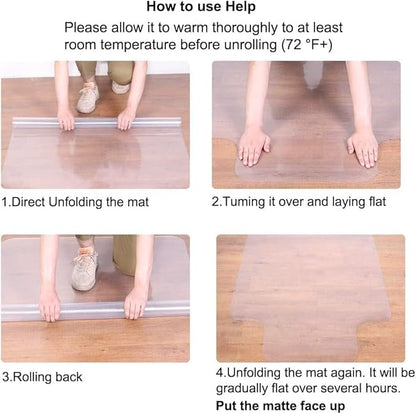 Office Chair Mat for Hard Floors, Desk Chair Floor Mat for Hardwood Floors, Clear Chair Mat for Hard Flooring - 36"" x 48"", Can't be Used on Carpet
