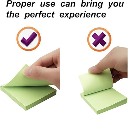 Sticky Notes 3x3, Self-Stick Notes, 12 Pads, 100 Sheets/Pad, Assorted Colors Stickies, Easy to Post Notes for Study, Works, Daily Life (12)
