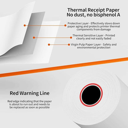 (100 Rolls) 2 1/4 x 50 Thermal Paper Receipt Rolls Premium Quality Paper fits all Credit Card Terminals BPA Free