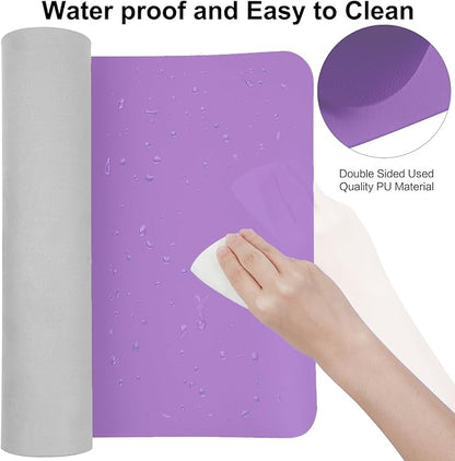 Boutilon Leather Desk Pad 24"x 14" Non-Slip Mouse Pad,Office Desk Mat,Waterprooft PU Leather Desk Blotter,Desk Pad Protector,Desk Writing Pad for Home Office Decor (S-Purple)