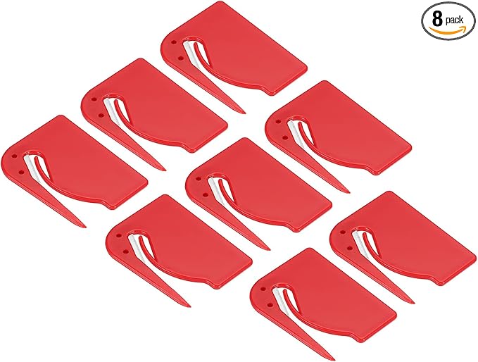 PATIKIL Letter Opener Envelope Slitter, 8 Pcs Mail Slitter with Razor Safe Mail Opener for Envelope Paper Package Open for Home, Office Red