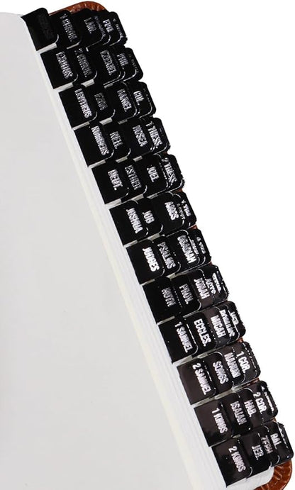 Idyllic Grace - Mini Bible Tabs, Silver Foil Lettering, Journaling, Small Bibles, Study Tool, 90 Tabs, Old and New Testament, Christian, Catholic, Apocrypha, Index Tabs, Glossy Laminated - Glorious