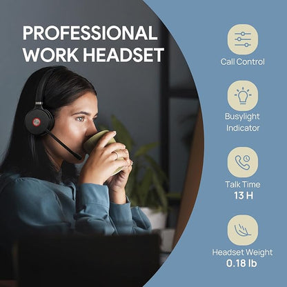 Yealink WH62 DECT Wireless Headset with DECT Base,525 Feet Range Teams/UC Zoom Certified Work Single ear Headset for Desk Phone and PC,Telephone Headset with Noise cancelling Mic,Ringer,13 H Talk Time