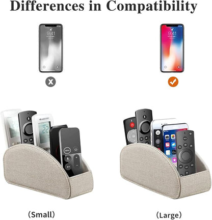 Remote Control Holder PU Leather TV Remote Caddy for Table, 5 Compartments Nightstand Organizer for Bedroom Accessories/Bedside Remotes/Media Controllers/Office Supplies, Decorations for Living Room