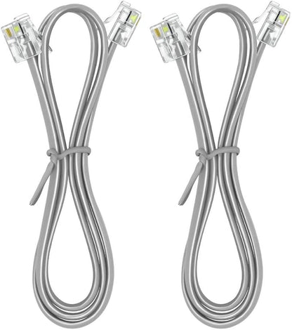 NECABLES 2Pack Phone Cord 3ft Telephone Cord Phone Cable RJ11 6P4C Male to Male for Landline Phone and Fax - 3 Feet