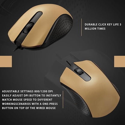Hoteam 12 Pcs Wired Computer Mouse Bulk Cord USB Computer Mice Ergonomic Wired Mouse for Pcs, Computers, Laptops, Gaming Office Home Supplies(Gold)