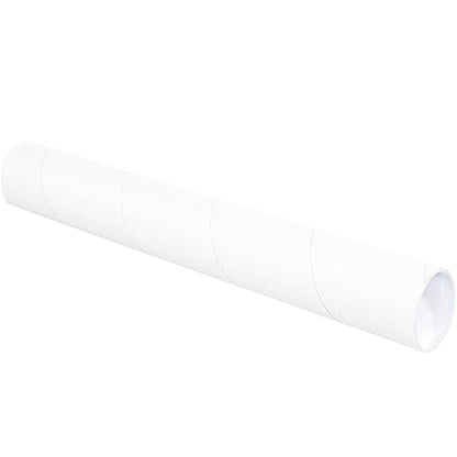 BOX USA BP3015W Mailing Tubes with Caps, 3" x 15", White (Pack of 24)