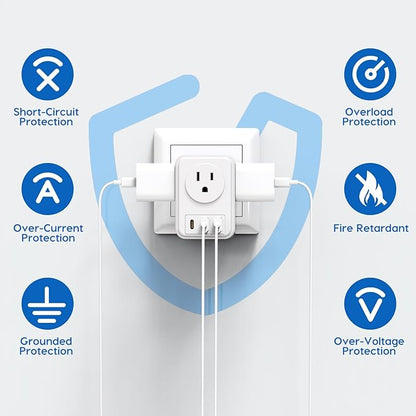 US to UK Plug Adapter, AUOPLUS Type G Travel Converter with 4 Outlets 3 USB Charge(1 USB C Port), International Power Adapter, Cruise Ship Essentials for USA to Scotland England Ireland Singapore