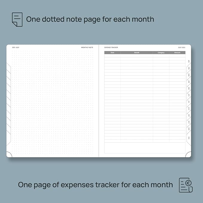 POPRUN Monthly Planner 2025-2026 (Large- 8.5" x 10.5" Soft Cover), 18-Month Calendar Book (January 2025-June 2026), Calendar Planner with Monthly Tabs & Pocket, 100 GSM Paper - Green