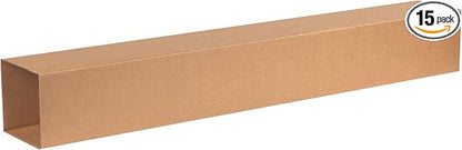Aviditi T6648INNERDW Telescoping Corrugated Cardboard Box 6" L x 6" W x 48" H, Kraft, for Shipping, Packing and Moving (Pack of 15)