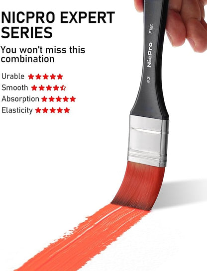 Nicpro 26pcs Paint Brush Set, Professional Paintbrushes with Palette Knife, Craft Paint Brushes for Acrylic Painting, Oil, Watercolor, Gouache & Canvas, Drawing & Art Supplies for Adults, Kids Artists