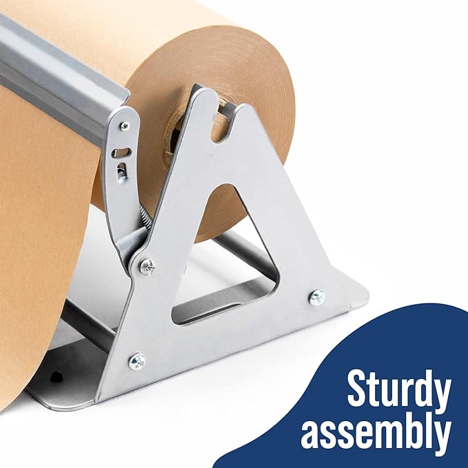 DIY Crew 24 Inch Paper Roll Dispenser and Cutter - Heavy-Duty Wall Mountable, Non Slip Tabletop - Kraft, Freezer, Butcher Paper - Up to 1000ft Rolls