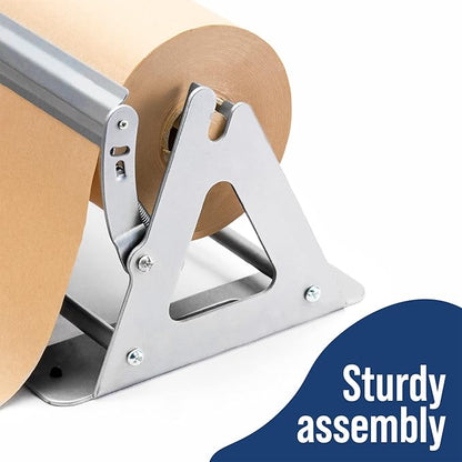 DIY Crew 24 Inch Paper Roll Dispenser and Cutter - Heavy-Duty Wall Mountable, Non Slip Tabletop - Kraft, Freezer, Butcher Paper - Up to 1000ft Rolls