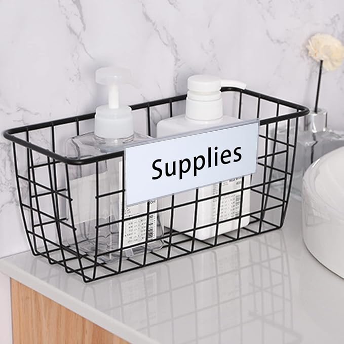 Diteje 20 Pack Plastic Wire Shelf Label Holder,Shelving Rack Retail Sign Hook Labels Clip On with Paper Inserts,2.36x1.50inch