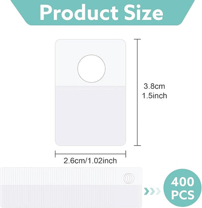 Prudiut 800 Pcs Large Hang Tabs 1×1.5 Inch Round Hole Hang Tags Self-Adhesive Hanging Tabs Heavy Duty Display Tags for Hanging Retail Displays