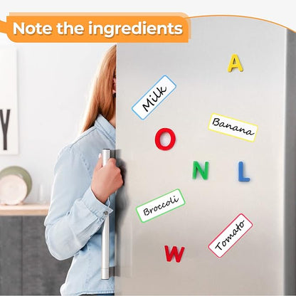 162pcs Magnetic Dry Erase Labels Colorful Name Tags Flexible Reusable Magnetic Label Stickers for White Board Refrigerator Locker Size 3.2"x1.2" by Mositear