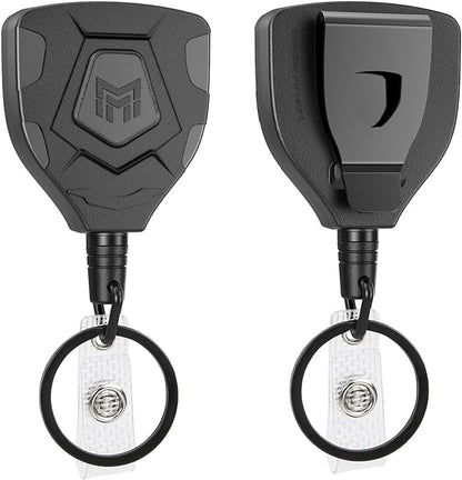 MNGARISTA Heavy Duty Retractable Keychain with Belt Clip, ID Badge Reel, Badge Holder with 31.5' Steel Cord and Key Ring, 9.0oz, 2-Pack