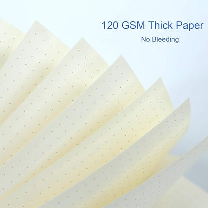 2 Pack A4 Spiral Bullet Dotted Journal with 120gsm Thick Paper, Dot Grid Spiral Notebook with Plastic Hardcover and Elastic Band Closure, 74 Sheets Per Pack 8.5 x 11 Inches