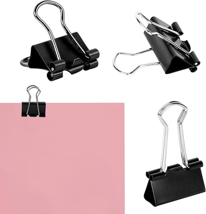 SANNIX 42 PCS Binder Clips, 1 inch 25mm Binder Clips Black Paper Clamps Medium Size for Office Home School