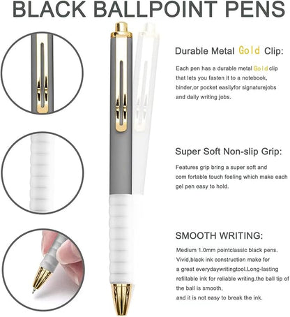Pens, Pens Fine Point Smooth Writing Pens, Personalized Ballpoint Pens Bulk, Flair Colorful Pens, Black Ink 1.0 mm Journaling Pen, Office Supplies for Women & Men, Note Taking(6-pack)