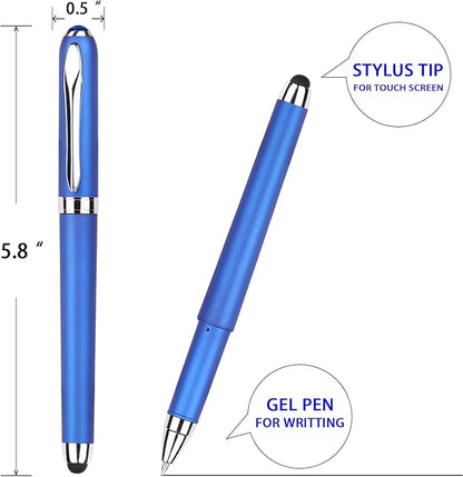Gel Ink Rollerball Stylus Pen - 18 Pack,1.0mm Gel Pen Bold Point,2 in 1 Capacitive Stylus Pen,Large Capacity Blue Ink,Writing Smoothly for Office,Business,Gift,Metal Silver Clip,Kaka Rabbit