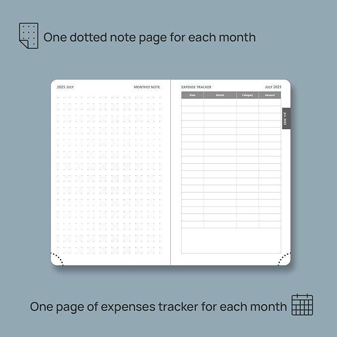 POPRUN Pocket Monthly Planner 2025-2026 (Pocket- 4''x 6.25''Soft Leather Cover) - 18 Month Calendar Book for Purse (January 2025-June 2026), 100 GSM Thick Paper - Black