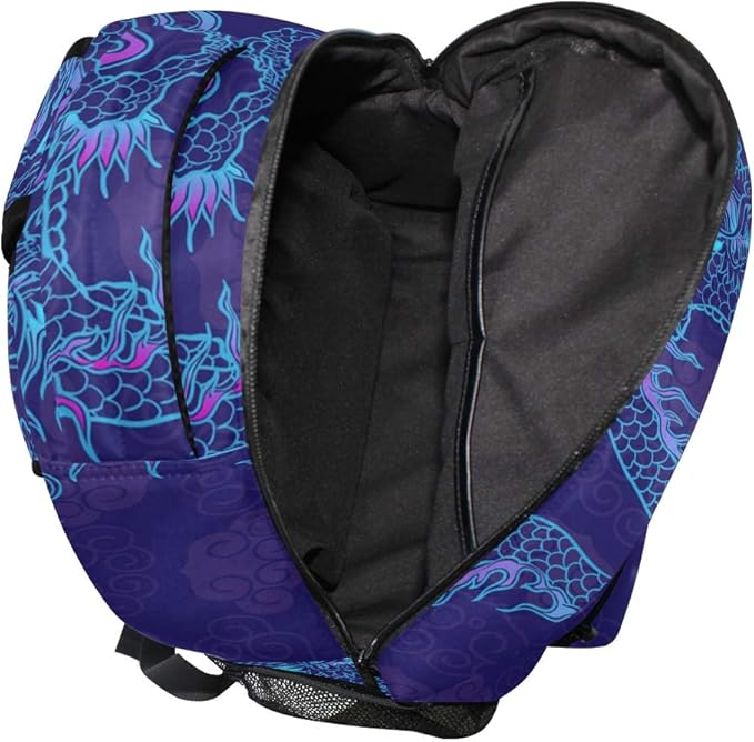 Blueangle Purple Chinese Dragon Printing Computer Backpack - Lightweight School Bag