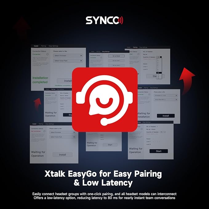 EACHSHOT SYNCO XTalk XPRO2 2.4GHz Wireless Headset Intercom System 2 Person Team Communication 500m Operating Range with Ai Noise Cancellation for Movie Shoot Live Show Stage Performance