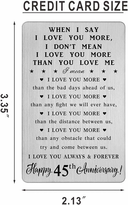 CPLJW 45th Anniversary Card Gifts for Men, 45th 45 Year Anniversary Romantic Wallet Card Gifts for Husband