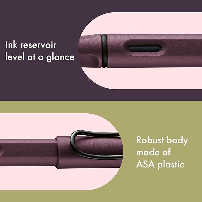 LAMY safari scarlet - Fountain Pen with ergonomic grip & polished steel nib in size B - ideal for any Writing & Calligraphy - including LAMY T 10 blue cartridge - Right-Handed