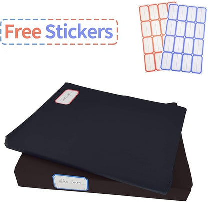 2 Pack Stretchable Book Sleeve Covers, for Paperbacks Hardcover Textbooks up to 9" x 12", Office Supplies with Free Sticker Labels (2 Pack, Black)