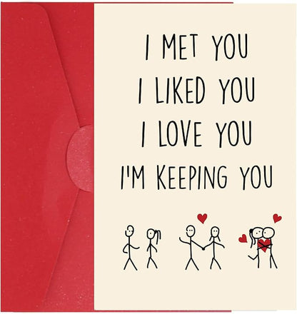Cheerin Anniversary Day Cards for Him and Her - Romantic Greeting Card with Envelope - Sweet Birthday Card for Husband Wife Girlfriend Boyfriend