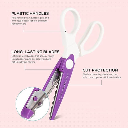 5PACK Colorful Decorative Paper Edge Scissor Sets Gret for Card Making Crafts Scrapbooking Zig Zag Edges with Portable Organizing Container for DIY Paper Wavy Edge Cutting Scrapbooking Paper Quilling