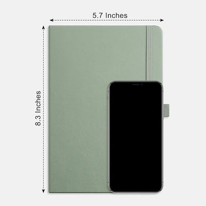 RETTACY Graph Paper Notebook, A5 Grid Notebook Journal with 192 Pages, 5.7'' × 8.3'', Medium Size, Leather Hardcover, 100 GSM Thick Paper, for Students, Homework, Math, Engineering (Sage Green)