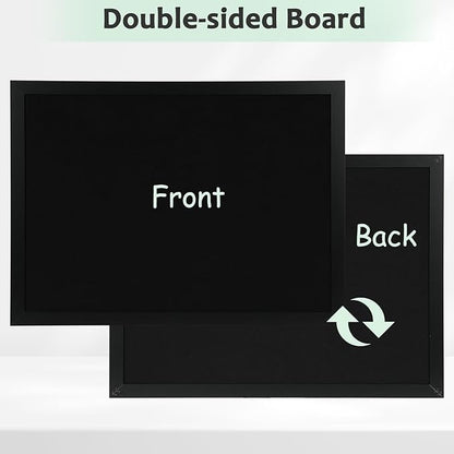 Large Cork Board Double-Sided Bulletin Board with Linen 30"x 20", Black Cork Boards for Walls Wood Frame Hanging Pin Board, Cork Board for Office Home School 1-Pack
