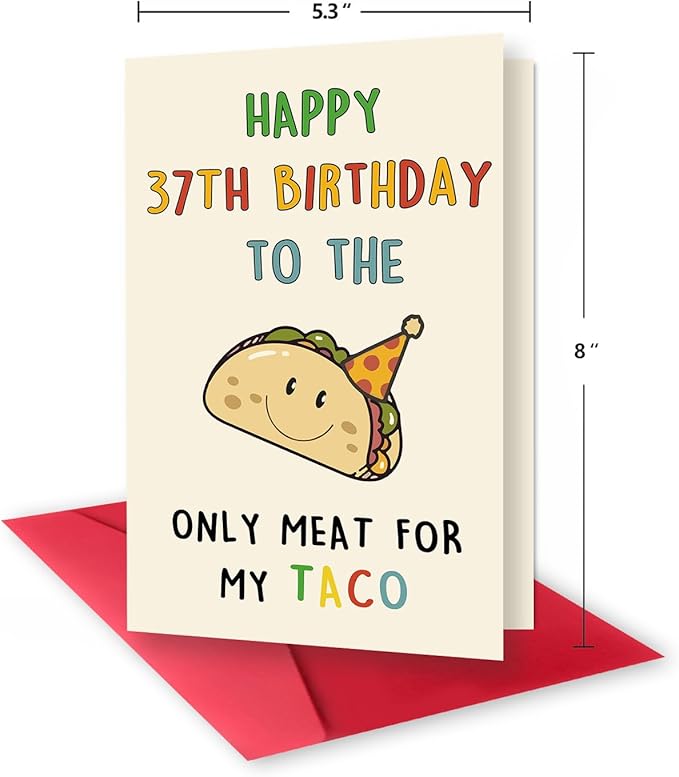Funny 37th Birthday Gifts for Men Man, Unique 37 Years Old Birthday Decorations Gifts for Husband Boyfriend, Happy 37th Bday Card for Him, Taco 37 Mens Bday Ideas from Wife Girlfriend