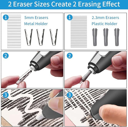 AFMAT Electric Eraser, Electric Eraser Kit for Artists,140 Eraser Refills, Rechargeable Electric Erasers for Drafting, Electric Pencil Eraser, Battery Operated Eraser for Drawing Pencils, Crafts, Arts