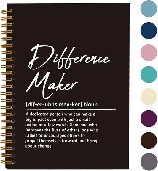 Difference Maker Gift Notebook Journal, Office Meeting Notebook for Work, Thank You Gifts for Leader Mentor Boss, Office Supplies Leadership Gifts Journal, Hardcover Spiral Notebook 5.5 x 8.3