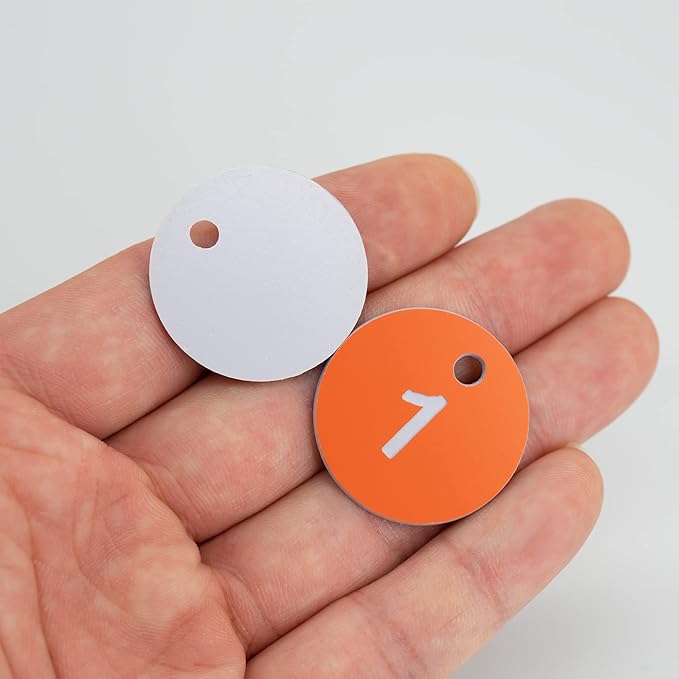 StayMax Plastic ID Number Tags Engraved Tags Key Tags Without Key Rings (1-100, Orange)