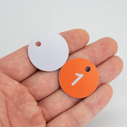 StayMax Plastic ID Number Tags Engraved Tags Key Tags Without Key Rings (1-100, Orange)