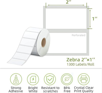 2"x1" Direct Thermal Labels, Barcode Address Shipping Thermal Label Stickers, White Thermal Printer Labels for UPC (1000 Labels/ 1roll, 6 roll, 2"x1")
