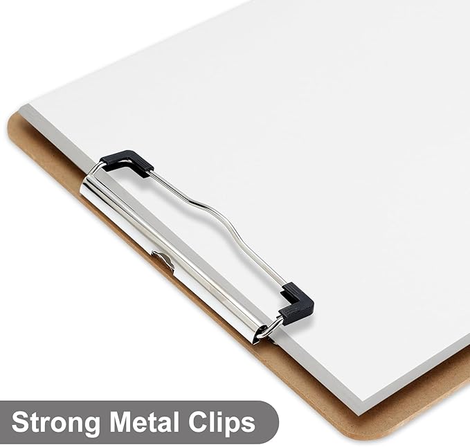 Wood Clipboards Set of 8, Letter Size Hardboard Clip Board 8.5x11 for Classroom, Students, Kid, A4 Standard Size 9" x 12.5" with Low Profile Clip, Office & School Supply