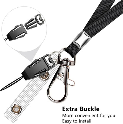 3 Pack Neck Lanyard with ID Badge Holder, Office Strap Lanyards, Stainless Metal Swivel Hook for Name Tag, Badge Holders, Keychains, Card, Black, Blue, Grey
