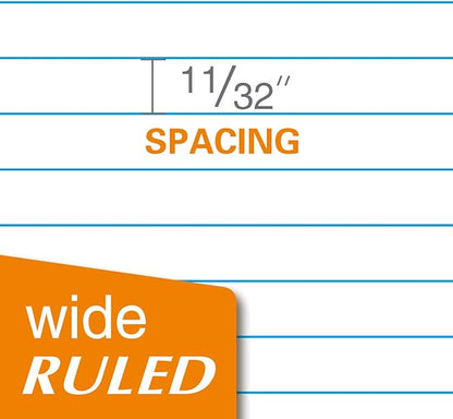 Kaisa loose Leaf Paper Filler Paper 150 Sheets 8"x10.5",Wide Ruled, 3-Hole Punched for 3-Ring Binders, Carton of 12pack