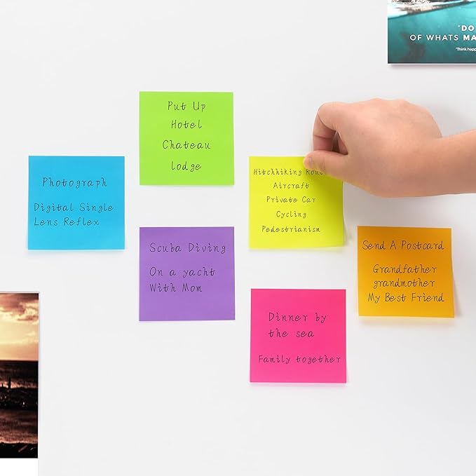 Pop Up Sticky Notes 3x3 inch Bright Colors Self-Stick Pads 6 Pads/Pack 100 Sheets/Pad Total 600 Sheets